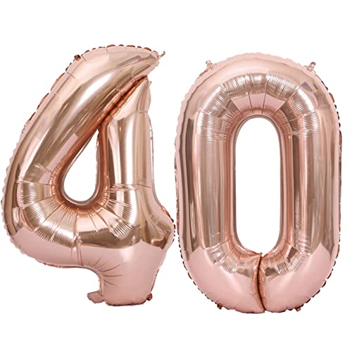 D2D | Party Balloon Zahl 40 XL in Rosé - Größe: 80 cm - Folienballons - Geburtstagdeko - Zahlenballons - Rubinhochzeit - Helium Ballons von d2d-needs