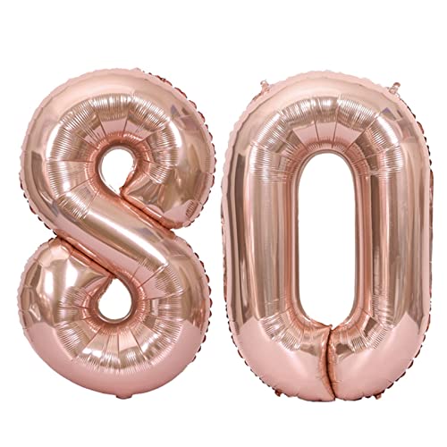 D2D | Party Balloon Zahl 80 XL in Rosé - Größe: 80 cm - Folienballons - Geburtstagdeko - Zahlenballons - Eichenhochzeit - Helium Ballons von d2d-needs