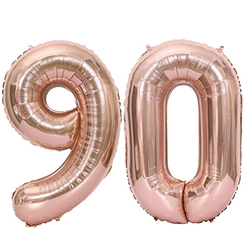 D2D | Party Balloon Zahl 90 XL in Rosé - Größe: 80 cm - Folienballons - Geburtstagdeko - Zahlenballons - Marmorne Hochzeit - Helium Ballons von d2d-needs