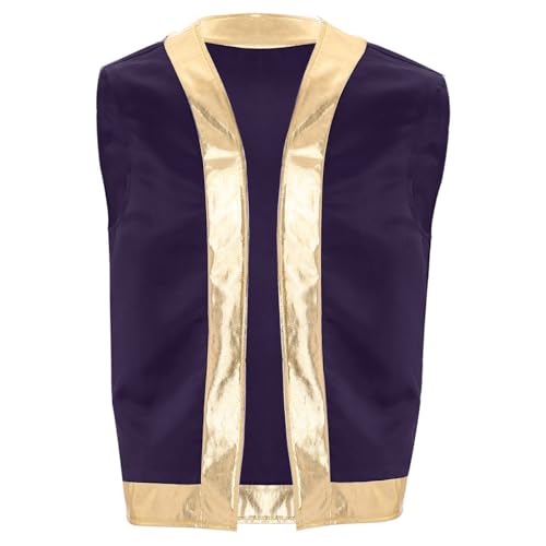 dPois Herren Weste Ärmellos Jacke Anzugweste mit Gold Saum Erwachsene Cartoon Spiel Pliz Kostüm Halloween Fashing Kostüm Violett S von dPois