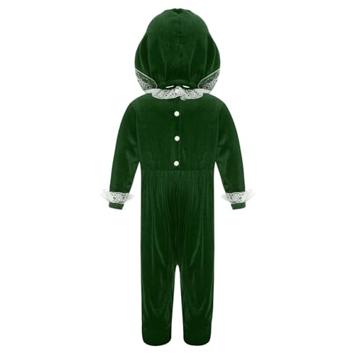 dPois Neugeborenes Baby Foto Kostüm Samt Strampler Overalls mit Mütze Häubchen Weihnachten Geburtstag Party Fotografie Outfits Grün 50-56 von dPois