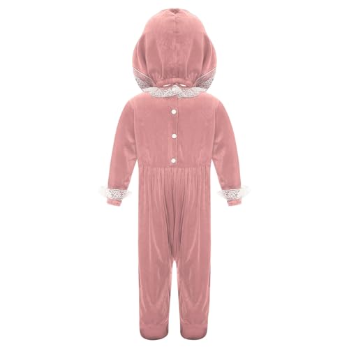 dPois Neugeborenes Baby Foto Kostüm Samt Strampler Overalls mit Mütze Häubchen Weihnachten Geburtstag Party Fotografie Outfits Rosa 62-68 von dPois