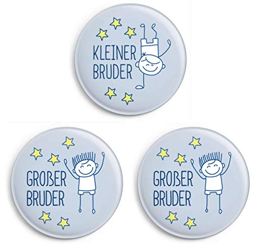 dabelino | Button-Set (Ø 32mm): 1x Kleiner Bruder/ 2X Großer Bruder (Anstecker/Pin) von dabelino