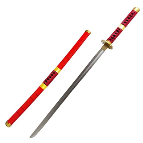 damdos Halloween Prop Cosplay Roronoa Zoro Sword,One Piece Zoro Sword Wa Michi Ichi Wado Ichimonji Sword,Weapon Katana Ninja Samurai Prop Birthdays Gifts (Red) von damdos