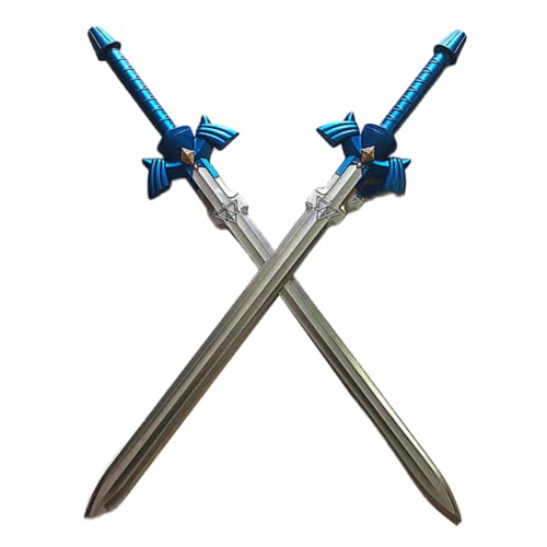 damdos Halloween Prop PU Foam for Zelda Cosplay Sword Sky Sword Kirito Kirigaya Shield Link Breath of The Wild Bow Arrow Crossbow Sword Birthday Gifts (2Pcs Blue) von damdos