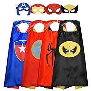 dashfor 4Pcs Superheld Cape und Maske für 2 3 4 5 6 Jahre, Cartoon Superheld Kostüme Verkleiden Sich Spielzeug für 5-10 Jahre Jungen Mädchen Weihnachts Geschenk Party Favors von dashfor