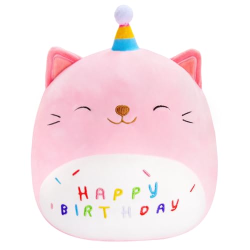 dashfor 26cm/10.24" Geschenke zum Geburtstag - Einhorn weiches Plüschtier, Süßes Geburtstag Squishy Katze Geschenke, Rosa Plüsch Kissen Spielzeug, Plüschtier für Jungen Mädchen Geburtstag Geschenke von dashfor