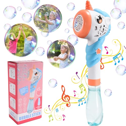 dashfor Seifenblasenpistole für Kinder, Einhorn automatische Seifenblasenmaschine mit Musik und Licht, 1 Nachfülllösungen, Outdoor Spielzeug, Party Hochzeit Geburtstag Unicorn von dashfor