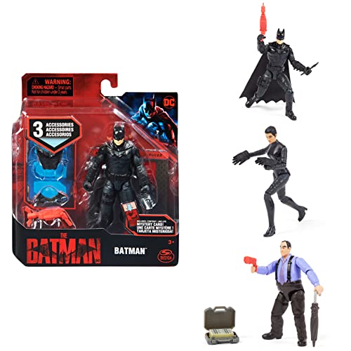 Batman "The Batman" 10cm Actionfigur im authentischen Batman-Kinofilm-Look mit 3 Accessoires (Batman, Wingsuit Batman The Penguin oder Selina Kyle), unterschiedliche Varianten von Spin Master