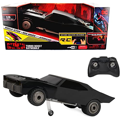 Batman "The Batman" ferngesteuertes Turbo Boost Batmobile mit Wheelie-Funktion im authentischen Batman-Kinofilm-Look, Maßstab 1:15 von DC Comics