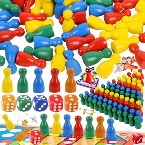 dcas 105 Stück Halmakegel Aus Holz Bunte Spielfiguren Schachfiguren, Bunte Spielfiguren Set, Holz Spielfiguren Für Brettspiele Zubehör, Bunte Spielfiguren Aus Holz Für Brettspiele (5 Bunt Würfel) von dcas