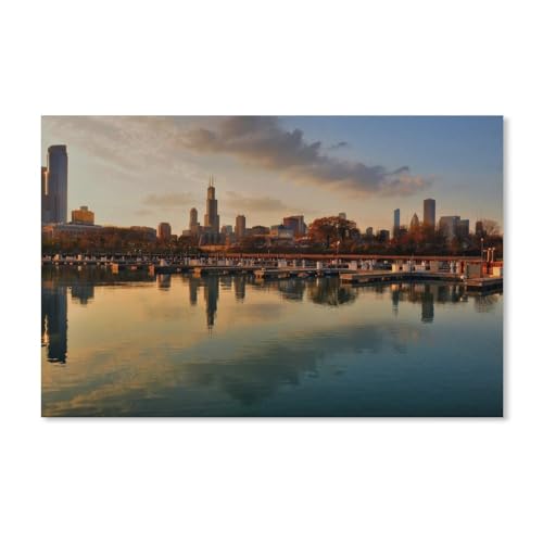 1000-Stück Puzzle Für Erwachsene Und Kinder-Holz puzzle，Abendwolkenkratzer, Bucht, Dock，Familie Interaktive Spiele Große Ferien Freizeit（75x50cm）-176 von dcobs