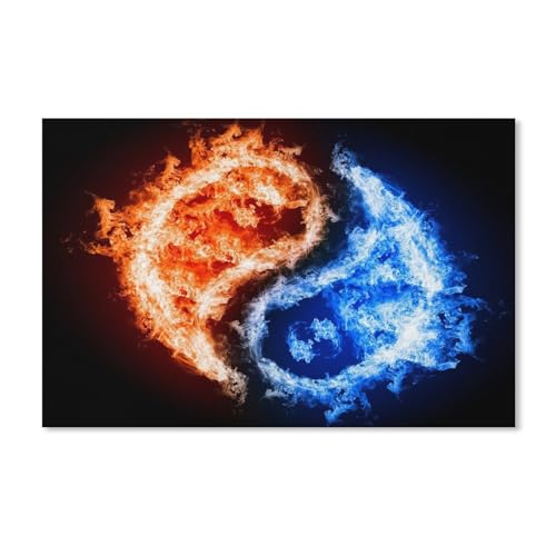 1000Pcs，Tai Chi grafische blaue und rote Flammen，Erwachsenen Dekompression Spiel Puzzle Studenten Spielzeug Für Kinder Weihnachten Geburtstagsgeschenke（38x26cm）-A383 von dcobs