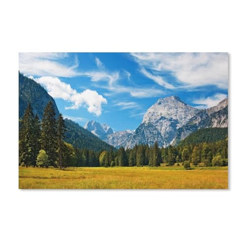 Berge, blauer Himmel, Wolken, Gras, Wald，Puzzle 1000 Teile,Intellektuelle Entwicklung Pädagogisches Nach Hause Interessante Dekompression Brain Challenge Puzzle Für Jugendliche Kinder（38x26cm）-A217 von dcobs