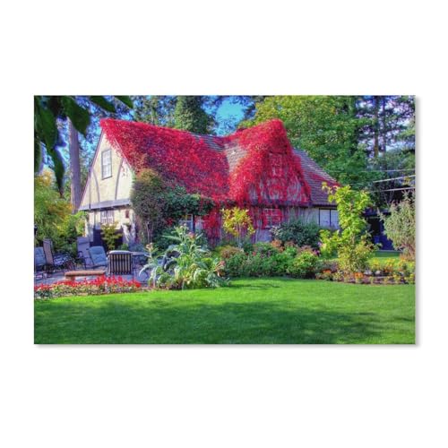 Haus im Frühling，Puzzles 1000 Teile für Erwachsene, Klassische Puzzle Teenager Puzzle Perfektes Pädagogisches Geschenk für Jungen Und Mädchen（38x26cm）-136 von dcobs