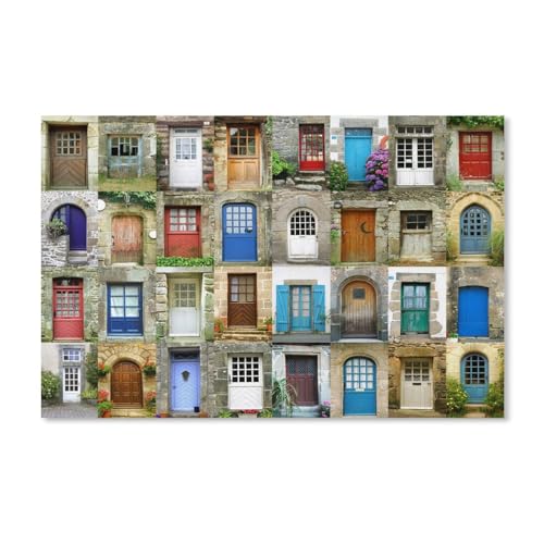 Puzzel Für Erwachsene Jigsaw Puzzle 1000，Bunte Türen in der französischen Region，DIY Papp puzzle Einzigartiges Geschenk（50x70cm）-387 von dcobs