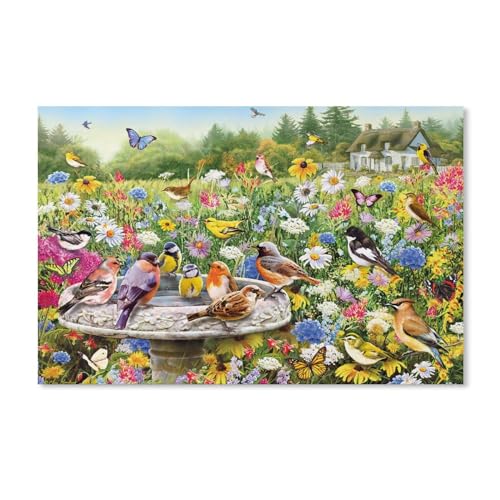 Puzzle 1000 Teile Erwachsene，Blumen und Vögel，Papier Puzzle（38x26cm）-105 von dcobs