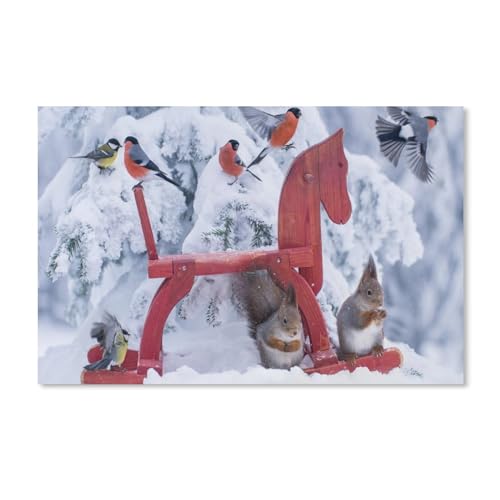 Waldvögel Schneehörnchen，Puzzle 1000 Teile Papier puzzle Erwachsene Kinder Lernspielzeug Familie Dekompressionsspiel（38x26cm）-356 von dcobs