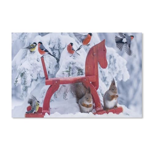 Waldvögel Schneehörnchen，Puzzle 1000 Teile Papier puzzle Erwachsene Kinder Lernspielzeug Familie Dekompressionsspiel（52x38cm）-356 von dcobs