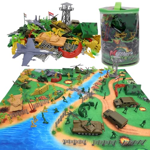 deAO 150 Teiliges Armee Militär Verteidigungseinheitsspielset, Soldatenspielfiguren Militärspielset figurenmilitär Waffen Set Spielsoldaten Figuren Spielzeug Panzer für Jungen Mädchen deAO 150 Teiliges Armee Militär Verteidigungseinheitsspielset, Soldatenspielfiguren Militärspielset figurenmilitär Waffen Set Spielsoldaten Figuren Spielzeug Panzer für Jungen Mädchen von deAO