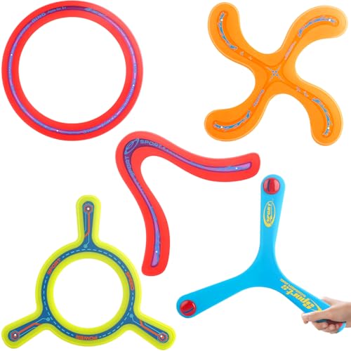 deAO 5 Stück Bumerang, Buntes Bumerang für Kinder, Wurfspiel für Kinder Boomerang, Rückkehr Boomerang-Sportspielzeug, Frisbee Ring für Anfänger und Junge Werfer von deAO