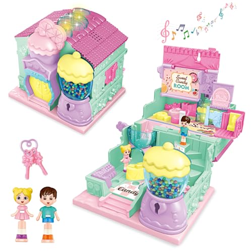 deAO Dollhouse, Mini Puppenhaus zum Mitnehmen, Miniature House Süßwarenladen Pocket World, Klappbar Möbel Familie Spielzeug mit Schlafzimmer Bad, Geeignet Geburtstag für Kinder ab 3 Jahren deAO Dollhouse, Mini Puppenhaus zum Mitnehmen, Miniature House Süßwarenladen Pocket World, Klappbar Möbel Familie Spielzeug mit Schlafzimmer Bad, Geeignet Geburtstag für Kinder ab 3 Jahren von deAO