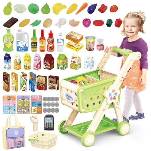 deAO Einkaufswagen für Kinder,Trolley Spielset Kaufmannsladen mit Vorgetäuschten Lebensmitteln und Zubehör Vorgetäuschtes Spiel und Rollenspiele für Jungen und Mädchen ab 3 | Grün deAO Einkaufswagen für Kinder,Trolley Spielset Kaufmannsladen mit Vorgetäuschten Lebensmitteln und Zubehör Vorgetäuschtes Spiel und Rollenspiele für Jungen und Mädchen ab 3 | Grün von deAO