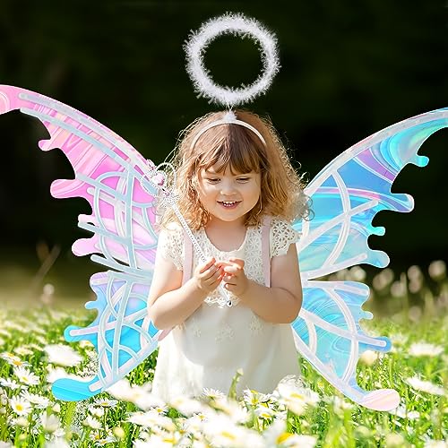 deAO Feenflügel Kinder, Elektrisch Schmetterlingsflügel mit Musik & Licht, Verstellbarer Schultergurtfeen Fairy Wings Adult Erwachsen Damen, Fee Elfen Flügel Kostüm für Partys, Halloween (88*56.5CM) von deAO