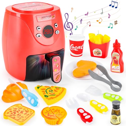 deAO Fritteuse, Heißluftfritteuse für Kinder mit Sound,Licht, Anzeige der Temperatur, Farbwechselndes Lebensmittelzubehör,Little Chef Grill-Spielset, Rollenspielsets Kinder Zubehör für Küchenspielzeug deAO Fritteuse, Heißluftfritteuse für Kinder mit Sound,Licht, Anzeige der Temperatur, Farbwechselndes Lebensmittelzubehör,Little Chef Grill-Spielset, Rollenspielsets Kinder Zubehör für Küchenspielzeug von deAO