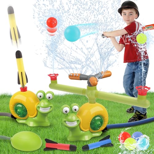 deAO 4-IN-1 Gartenspielzeug mit Wasserspritzfunktion und Schaumra: Baseball + Raketenstart mit 360° Schneckensprinkler, 3 Düsen & 3 Raketen - Sommer Wasserspielzeug für Garten, Pool, Strand ab 3+ Jahr deAO 4-IN-1 Gartenspielzeug mit Wasserspritzfunktion und Schaumra: Baseball + Raketenstart mit 360° Schneckensprinkler, 3 Düsen & 3 Raketen - Sommer Wasserspielzeug für Garten, Pool, Strand ab 3+ Jahr von deAO