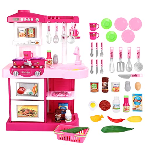 deAO Kinder-Küchenspielset “My Little Chef”(“Mein kleiner Koch”) mit 30-teiligem Zubehör in den Farben Rot oder Pink erhältlich von deAO