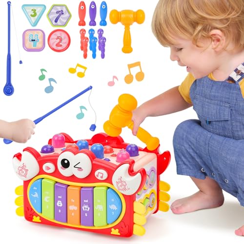 deAO Kinder Musikalischer Krabbe Spielzeug, Montessori Spielzeug, Baby Musik Lernspielzeug mit Xylophon Kinder, Hammerspiel, Angelspiel, Tiergeräuschen, Musik & Licht, Geschenk für Junge Mädchen deAO Kinder Musikalischer Krabbe Spielzeug, Montessori Spielzeug, Baby Musik Lernspielzeug mit Xylophon Kinder, Hammerspiel, Angelspiel, Tiergeräuschen, Musik & Licht, Geschenk für Junge Mädchen von deAO