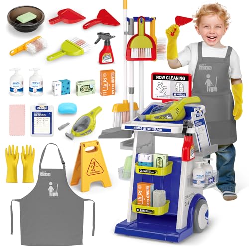 deAO Kinder Reinigungswagen Putzwagen, Putzset mit Besen, Mopp, Bürste & Zubehör Lernspielzeug für Jungen & Mädchen ab 3 Jahre Spielzeug für Rollenspiele | Blau deAO Kinder Reinigungswagen Putzwagen, Putzset mit Besen, Mopp, Bürste & Zubehör Lernspielzeug für Jungen & Mädchen ab 3 Jahre Spielzeug für Rollenspiele | Blau von deAO