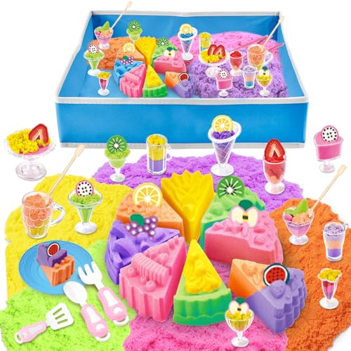 deAO Magic Play Sand Set für Mädchen, Eiscreme Spielsand Sandspielzeug Sandformen Playset für Drinnen Kreatives Sand für Kinder Jungen Mädchen deAO Magic Play Sand Set für Mädchen, Eiscreme Spielsand Sandspielzeug Sandformen Playset für Drinnen Kreatives Sand für Kinder Jungen Mädchen von deAO