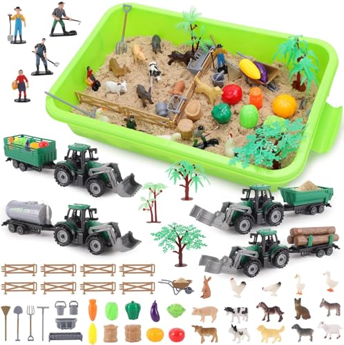 deAO Kinetischer Sand Bauernhof Set, Kreatives Spielsand Set mit 1.5 KG Magic Toy Sand Indoor Strand Schule Magischer Sandspielzeug viel Zubehör und Traktor Spielzeug Geschenk für Kinder 3+ Jahre deAO Kinetischer Sand Bauernhof Set, Kreatives Spielsand Set mit 1.5 KG Magic Toy Sand Indoor Strand Schule Magischer Sandspielzeug viel Zubehör und Traktor Spielzeug Geschenk für Kinder 3+ Jahre von deAO