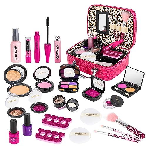 deAO Make-up-Spielzeug, 23-teiliges sicheres und ungiftiges Kosmetik-Set mit Glamour-Schminkkoffer, Schönheitsset, Rollenspiel-Geschenk für Kinder und Mädchen von deAO