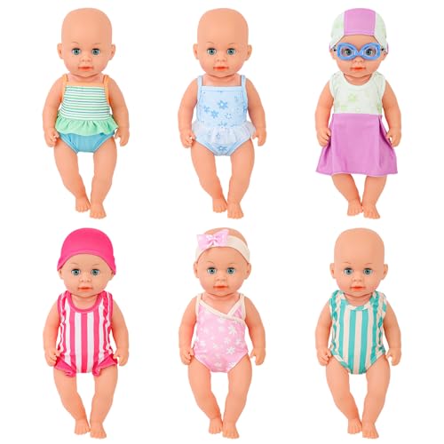 deAO Puppenkleidung, 6 Puppenkleider Cute Badeanzug Set für 35 cm 32cm 36cm Puppen mit Unterwäsche, Schwimmbrille, Rollenspiele Spielzeug für Kinder Mädchen2 3+ Jahre, Puppenzubehör (No Puppen) von deAO