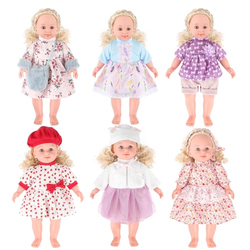 deAO Puppenkleidung 30Cm, 6er-Pack Doll Clothes für Puppen 33cm 36cm mit Bluse Hosen Kleid und Hut, Rollenspiel-Spielzeug für Kinder (6 Süßes Outfit, Keine Puppe) von deAO