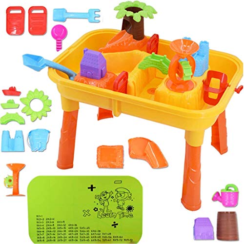 deAO Sand Wassertisch Sandspielzeug Kinder und Spieltisch 2 in1, inkl Spieltischmatte, Eimer, Schaufel, Wasserrad Sandkasten Spielzeug für Garden Beach Indoor Unisex von deAO