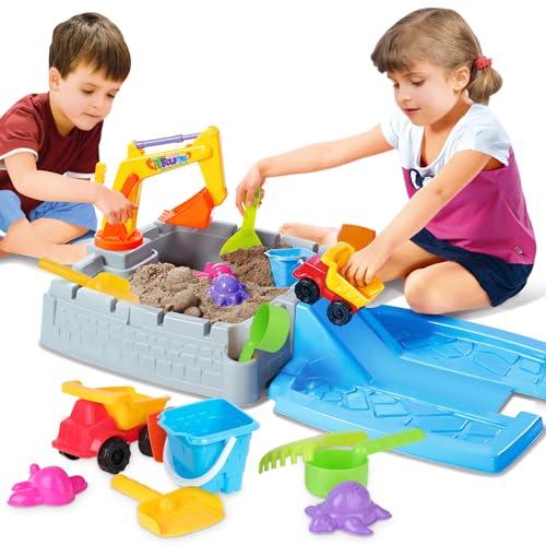 deAO Sandkasten Set Wasser- und Sandspieltisch für Kinder, Indoor Garten Outdoor Aktivitäten Spieltisch Strand-Sandspielzeug-Set für Kinder mit Schaufel Sandformen für Sommer von deAO