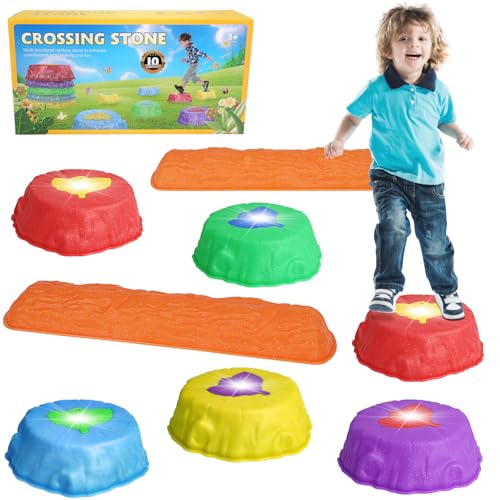 deAO Schwebebalken Balanciersteine für Kinder, 8 Stück Stapelsteine Balancieren Flusssteine Balance Board Kinder von Motorik & Koordination für Innen und Außen von deAO