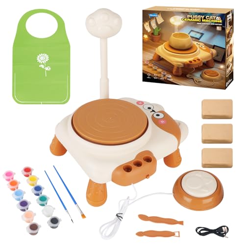 deAO Töpferset, Töpferstudio mit Ton Lufttrocknend, Töpferscheibe Elektrisch, Keramik Bemalen Set, Pottery Wheel Kits für Kinder ab 8 9 10 11 Jahren von deAO