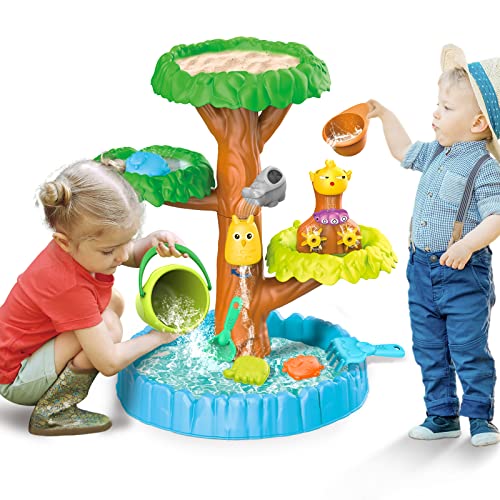 deAO Wasserspieltisch Kinder Outdoor Strand-Baum-Sand Und Wassertisch Strandspiel-Aktivitätsset Sommerspielzeug Sandkasten Wasserkasten Wassertisch für Kinder Gartenspielzeug Ab 3 Jahren von deAO