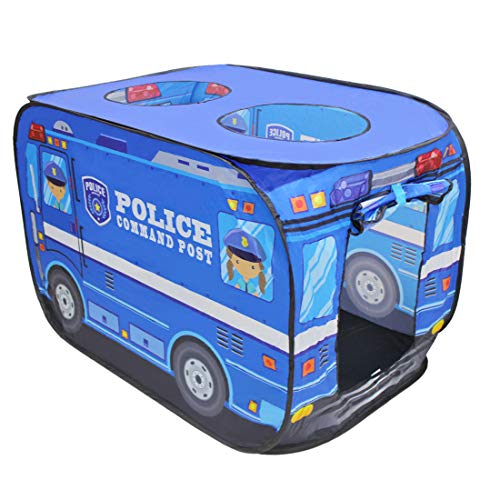 deAO Police Truck Faltbares Spielzelt - Kinderspielhaus Indoor Outdoor Spielspielzeug Tolles Geschenk für Kinder (Blau) von deAO