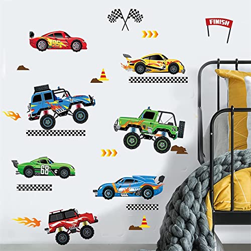 decalmile Wandtattoo Autos Junge Wandaufkleber Rennauto Wandsticker Kinderzimmer Babyzimmer Schlafzimmer Wanddeko von decalmile