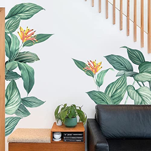 decalmile Wandtattoo Bananenblätter Wandaufkleber Tropische Pflanzen Wandsticker Schlafzimmer Wohnzimmer Flur Wanddeko von decalmile