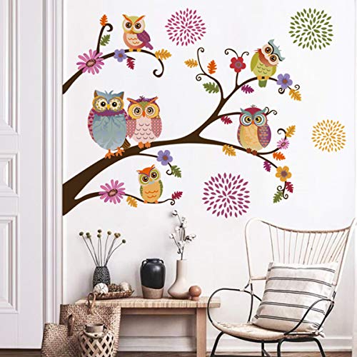 decalmile Wandtattoo Eule Bäume Ast Wandsticker Blumen Wandaufkleber Kinderzimmer Babyzimmer Schlafzimmer Wanddeko von decalmile