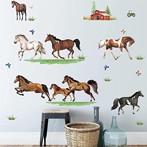 decalmile Wandtattoo Pferde (Groß) Wandsticker Wildpferd Bauernhoftiere Wandaufkleber Kinderzimmer Wohnzimmer Schlafzimmer Wanddeko von decalmile