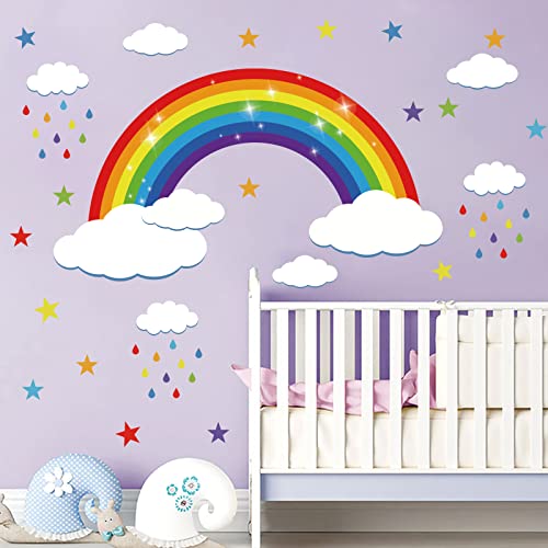 decalmile Wandaufkleber, Stern, Regenbogen, Wandaufkleber, Wolke, Wanddekoration, Kindergarten, Kinder, Baby, Schlafzimmer von decalmile