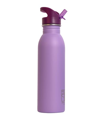 Décor - Snap n Seal Soft Touch Edelstahlflasche | Auslaufsichere Flasche mit Strohhalm | Ideal für unterwegs, im Fitnessstudio und auf Reisen | 700ML, Lila von décor